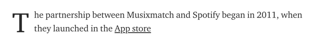 The partnership started in 2011 when musixmatch launched in the app store